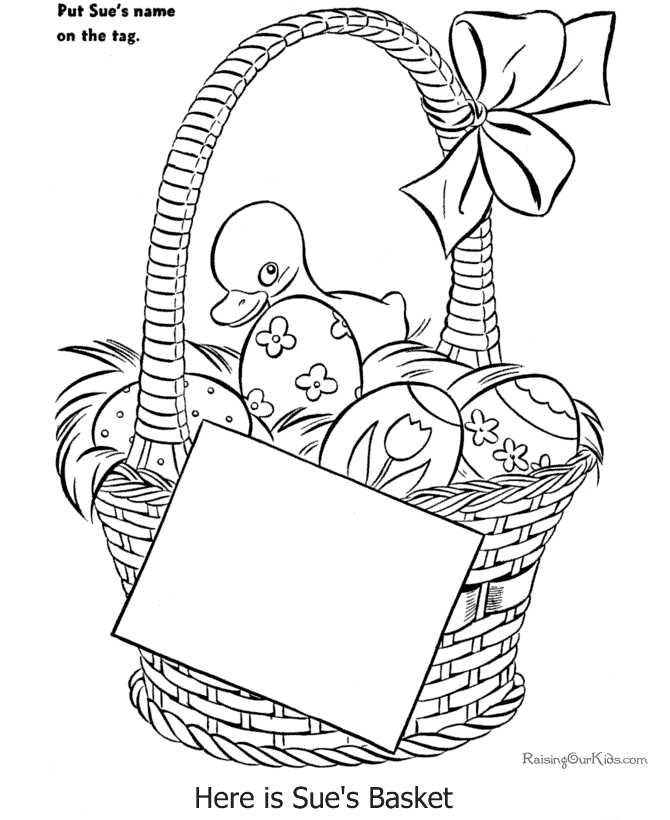 easter eggs in a basket colouring pages. Free Easter basket coloring