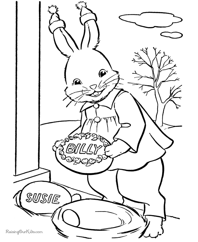 easter bunnies to color. Child Easter bunny pages to