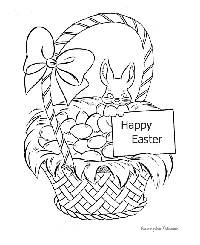 printable happy easter coloring pages. Printable Happy Basket Easter