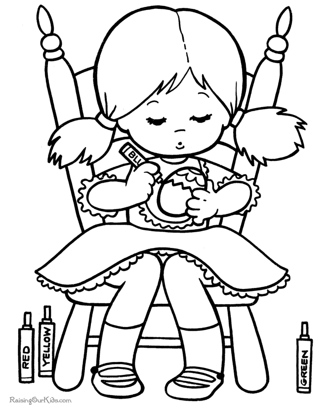 Little Girl Easter Coloring Pages