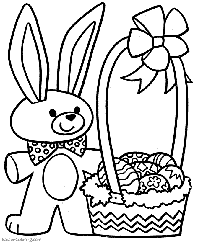 Bunny and Easter Basket coloring page