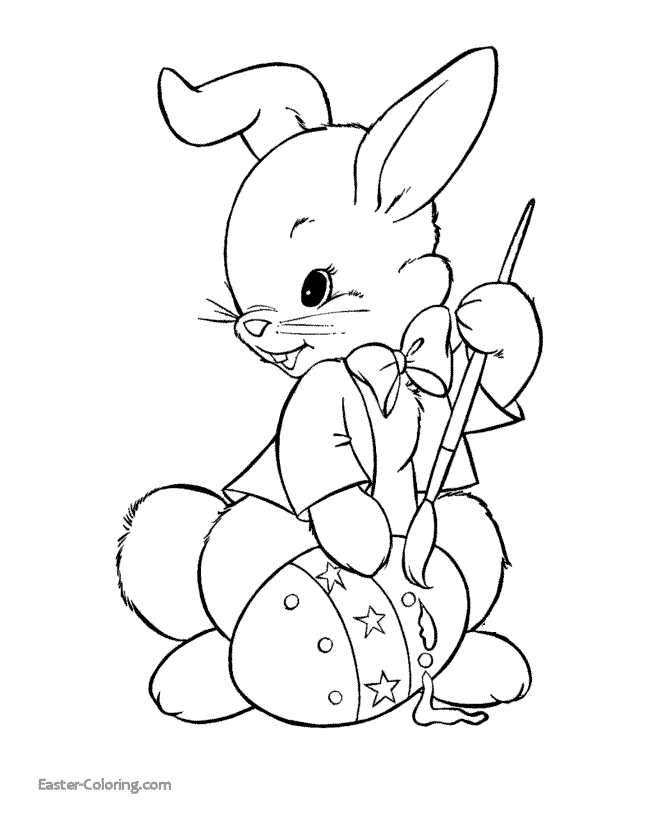 Easter Bunny at work coloring page